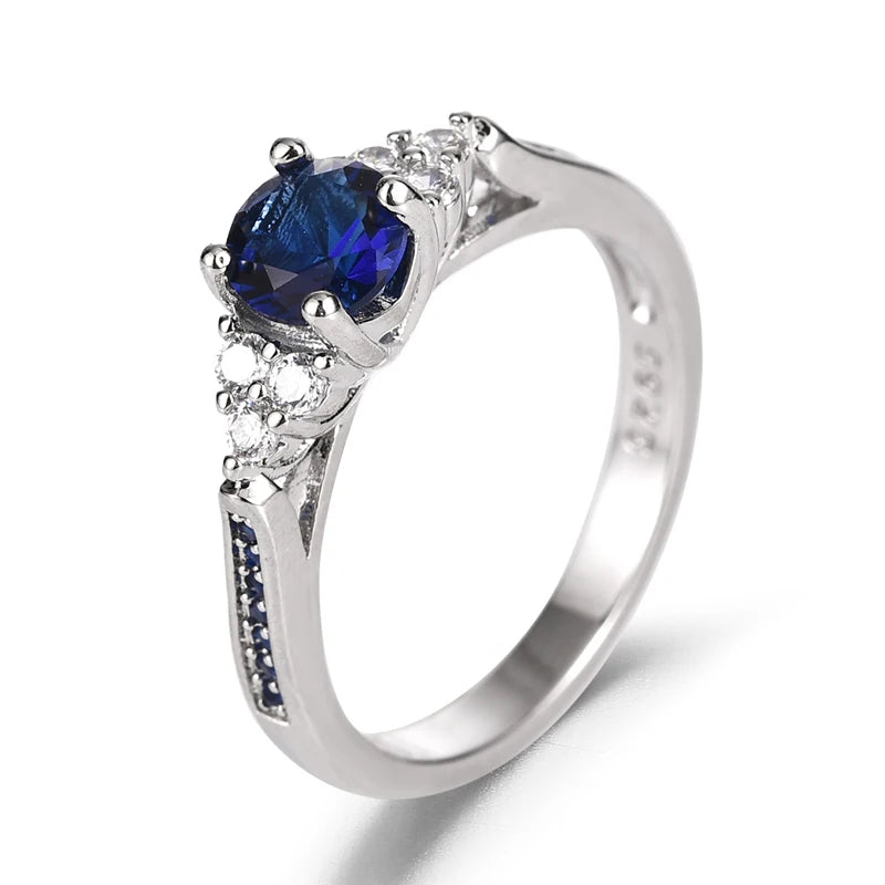 Trendy 925 Sterling Silver Rings with Sapphire Zircon | Women’s Wedding & Engagement Jewelry