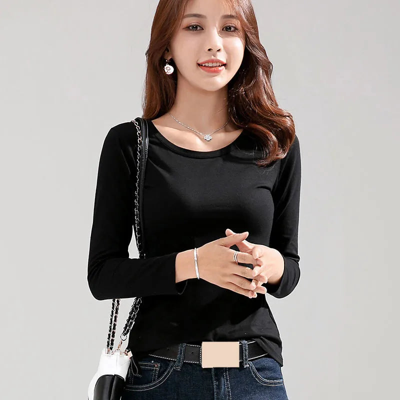 MRMT 2025 Women’s Slim Fit Long Sleeve T-Shirt – 95% Pure Cotton White Top for Women