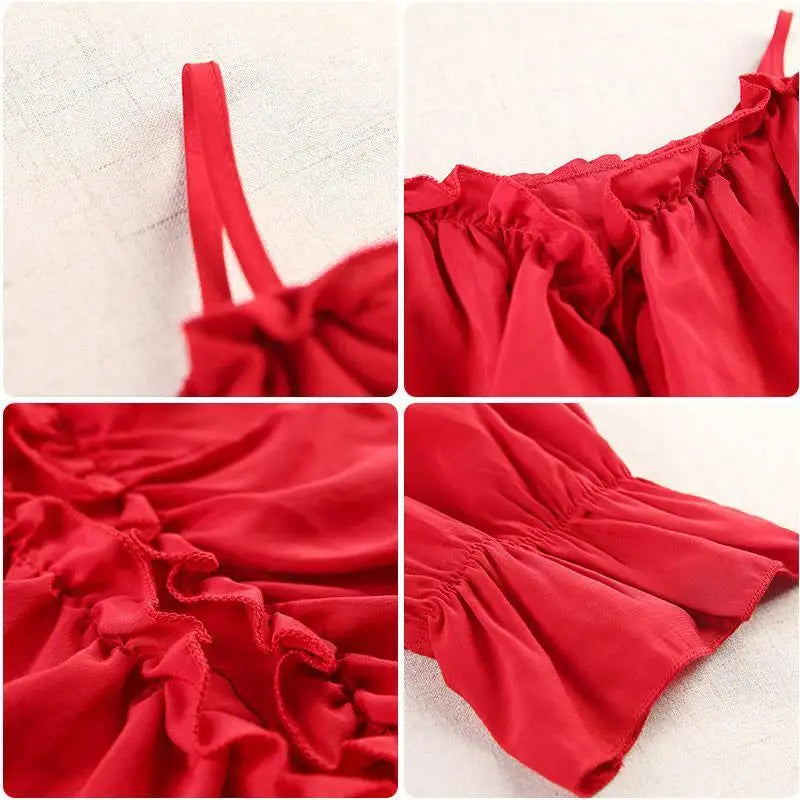 Women’s Ruffle Youth Elegant Chiffon Blouse – Low Cut Summer Fashion Top 👚☀️