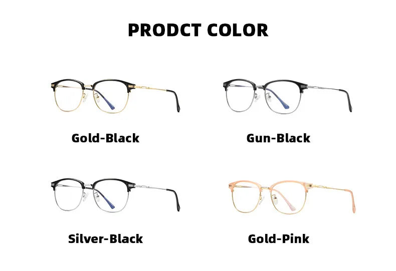 Anti-Blu-ray Round Glasses – TR90 & Metal Computer Gaming Goggles for Men & Women