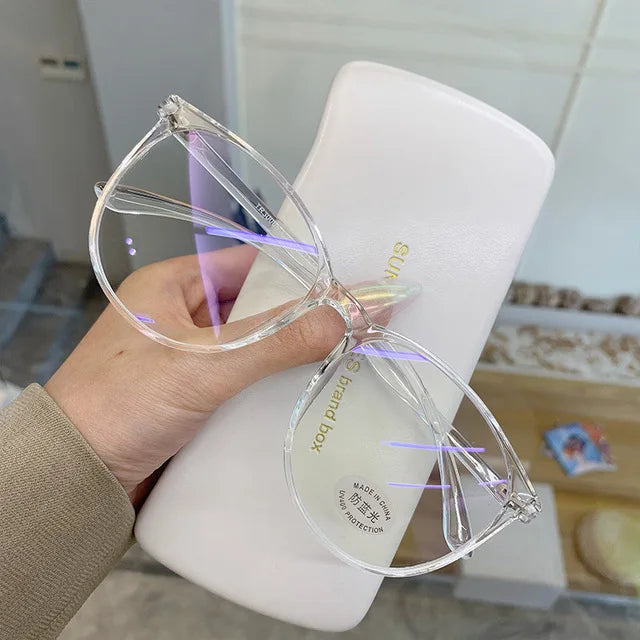 Transparent Computer Glasses Frame – Unisex Anti Blue Light Round Eyewear | Optical Spectacle Eyeglasses for Men & Women