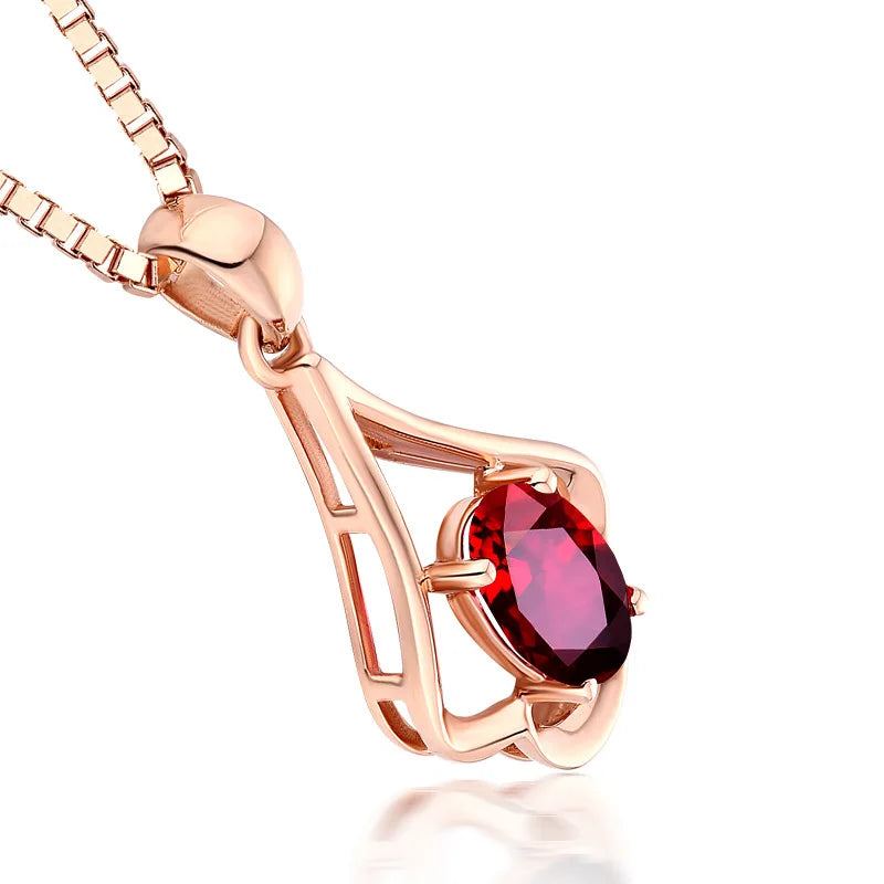 Retro 925 Sterling Silver Oval Ruby Pendant Necklace – Women’s Wedding & Party Jewelry