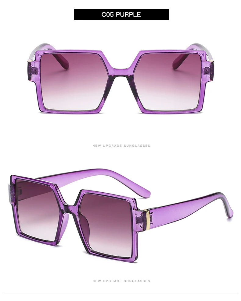 1/2pcs Vintage Large Frame Square Sunglasses for Women – Retro Brand Big Frame Sun Glasses | Black Fashion Gradient Eyeglasses