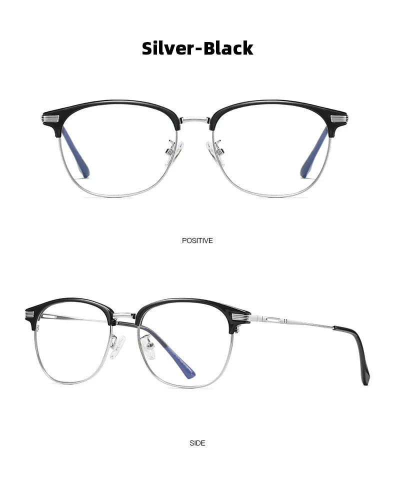 Anti-Blu-ray Round Glasses – TR90 & Metal Computer Gaming Goggles for Men & Women