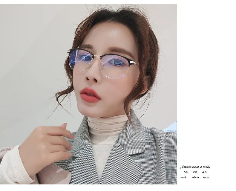 Anti-Blu-ray Round Glasses – TR90 & Metal Computer Gaming Goggles for Men & Women