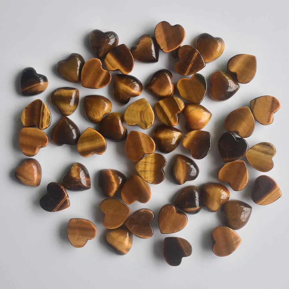 Assorted Natural Stone Heart Cabochons 10mm – 50pcs Wholesale Lot for Jewelry Making High Quality Gemstone Beads