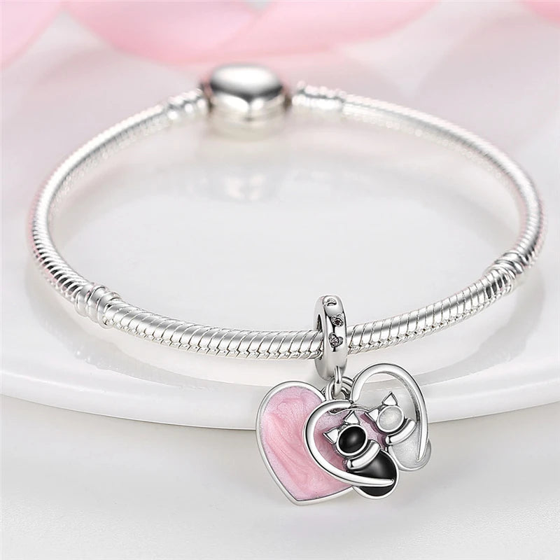 Cat Collection 925 Sterling Silver Charms Bead | Persian Bell & Multifarious Cat Dangle Fit Pandora Bracelet Necklace DIY Jewelry