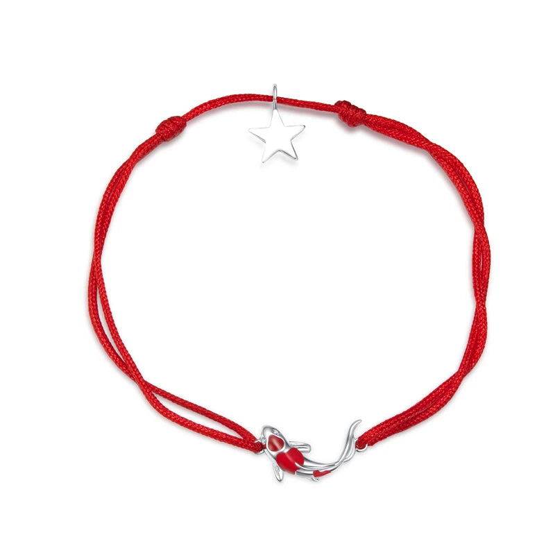 WOSTU 925 Sterling Silver Red Rope Bracelet – Classic Lucky Bangle Fit Pandora Beads Charms DIY Jewelry