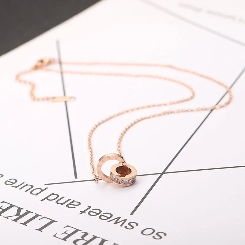 Classic Roman Numeral Pendant Necklace – Luxury Titanium Steel Women’s Necklace Elegant Fashion Jewelry