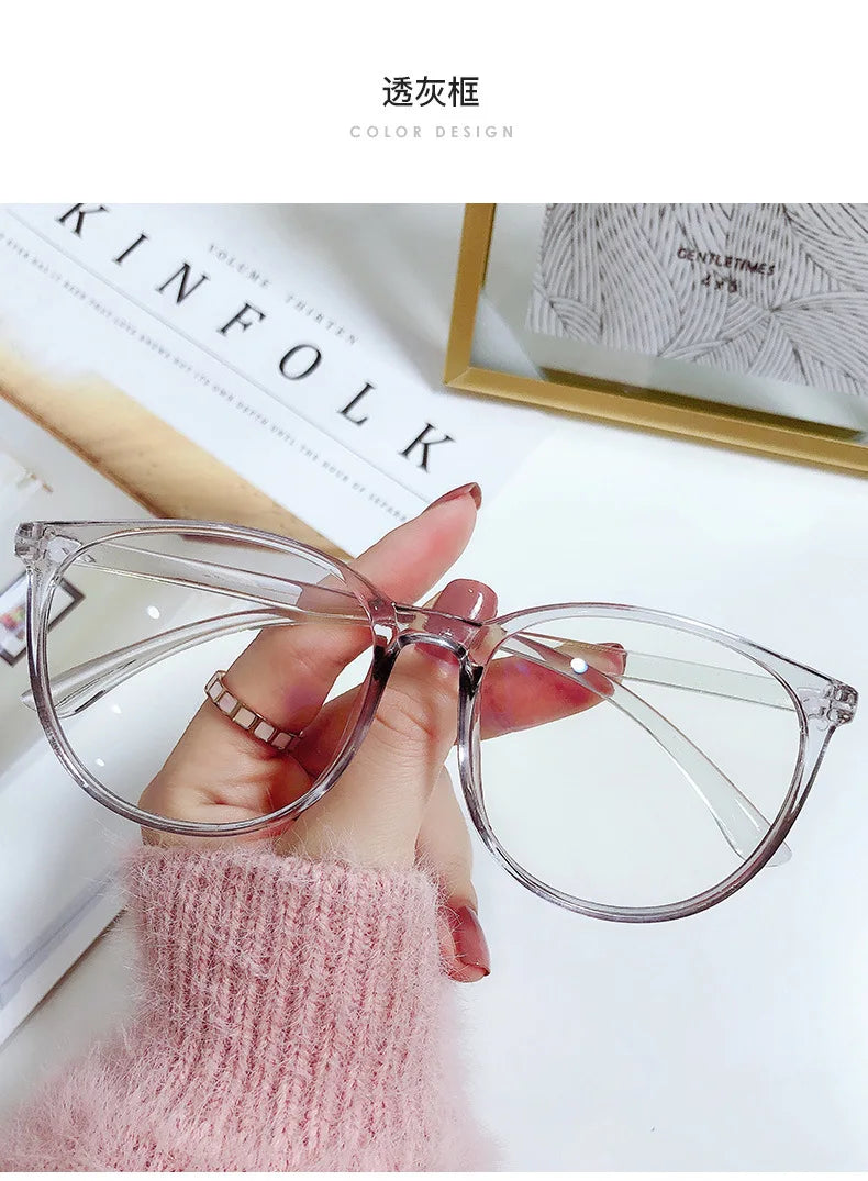 Transparent Computer Glasses Frame – Unisex Anti Blue Light Round Eyewear | Optical Spectacle Eyeglasses for Men & Women