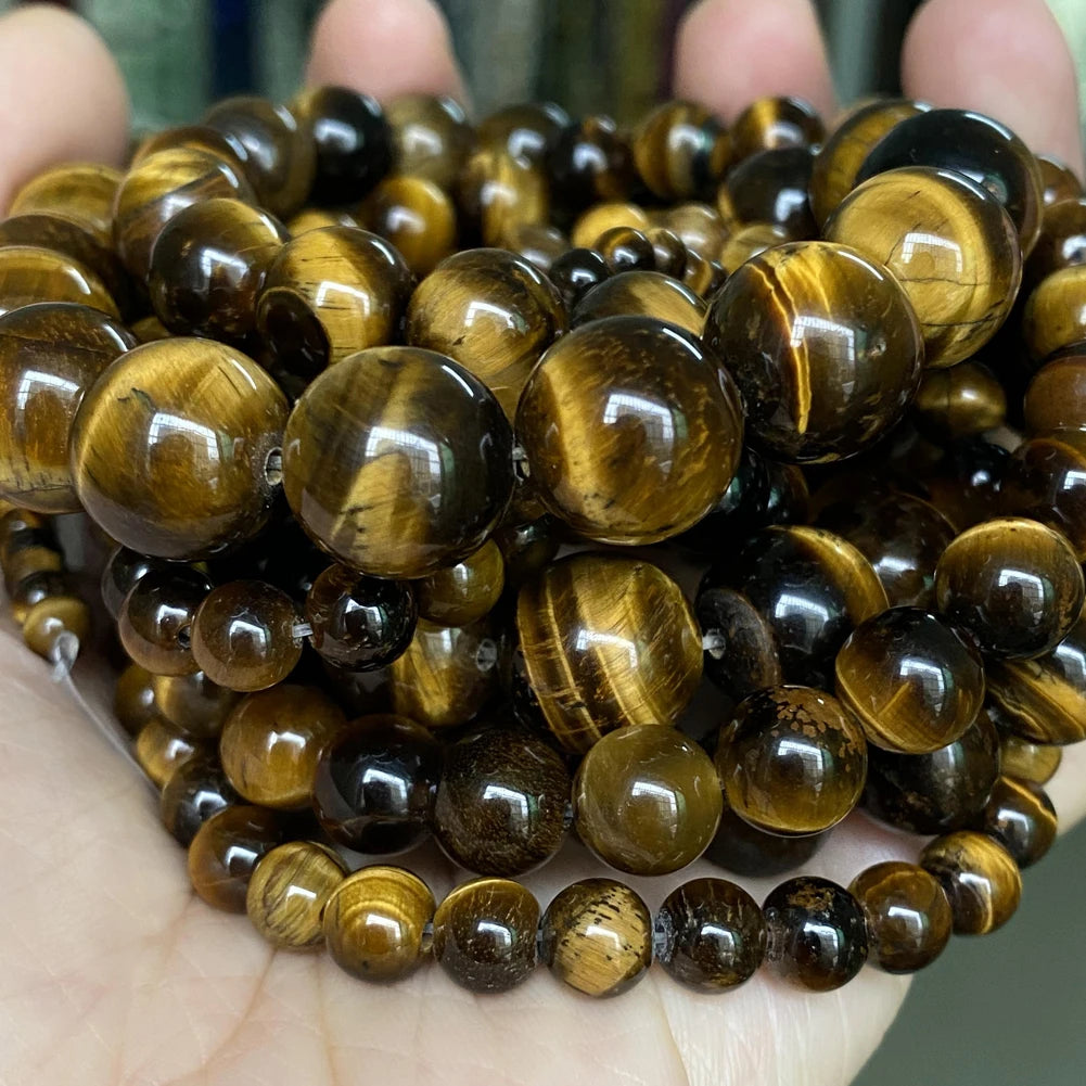 Natural Stone Beads 4 6 8 10mm Tiger Eye Lava Amazonite Turquoise Agate Jasper Beads for DIY Jewelry Making