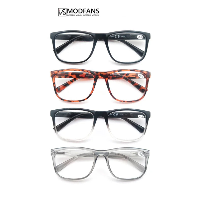 MODFANS Oversize Reading Glasses for Men – Rectangle Classic Frame Readers with Spring Hinge | Lightweight Eyewear MSR213