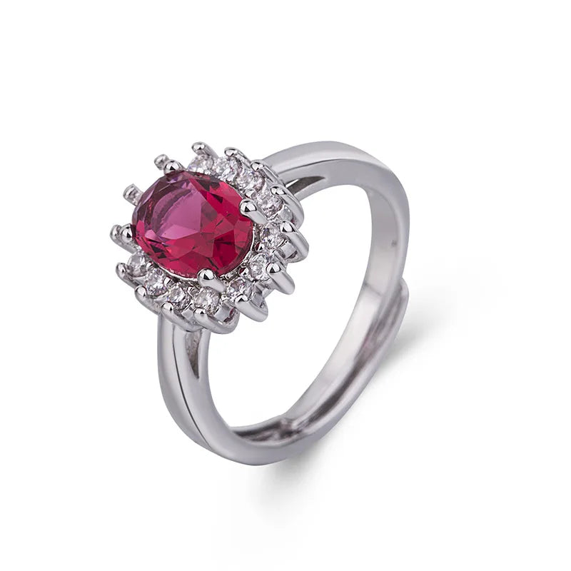 Trendy 925 Sterling Silver Zircon Gemstone Open Ring – Adjustable Women’s Finger Ring Wedding Party Jewelry Gift