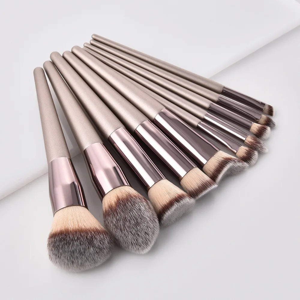 Luxury Champagne Makeup Brushes Set For Foundation PowdLuxury Champagne Makeup Brush Set – Foundation, Powder, Blush, Eyeshadow & Concealer Cosmetic Beauty Toolser Blush Eyeshadow Concealer Make Up Brush Cosmetics Beauty Tools