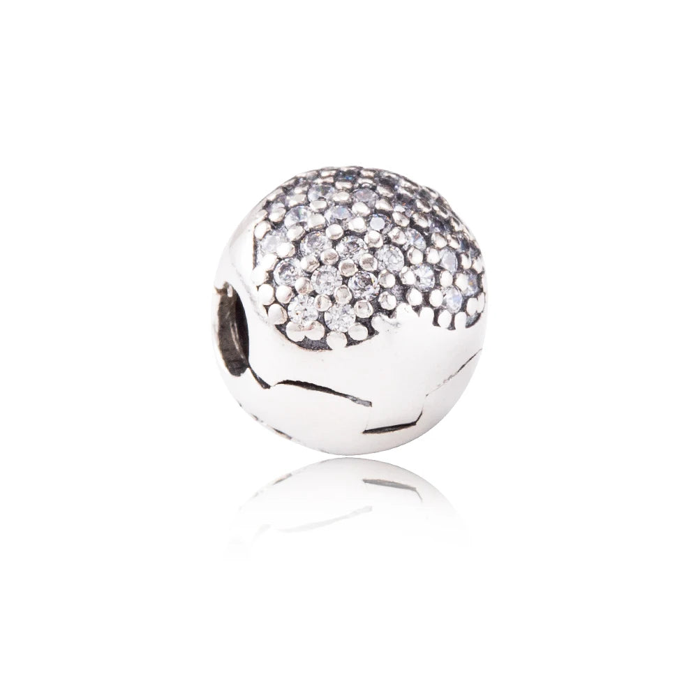 925 Sterling Silver Zirconia Heart Flower Enamel Lock Clip Stopper Beads Fit Pandora Bracelet