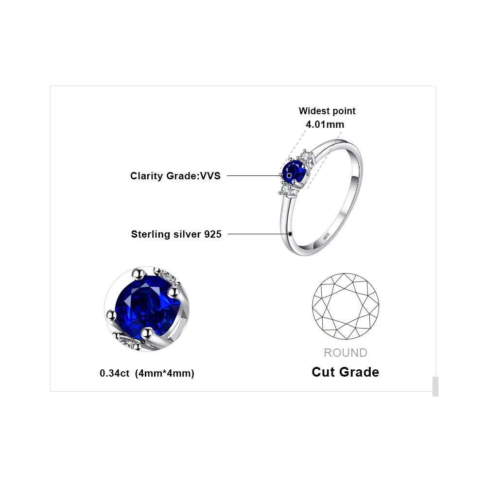 JewelryPalace 925 Sterling Silver Blue Sapphire 3 Stone Promise Ring for Women