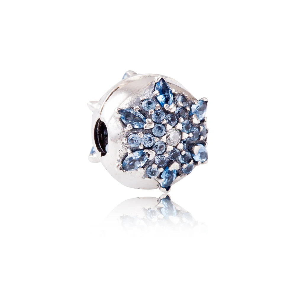 925 Sterling Silver Zirconia Heart Flower Enamel Lock Clip Stopper Beads Fit Pandora Bracelet