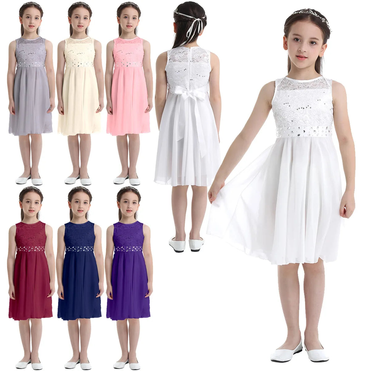 Elegant Girls Flower Princess Dress – Infant & Kids Tulle Lace Party, Bridesmaid, Ball Gown Tutu Dress