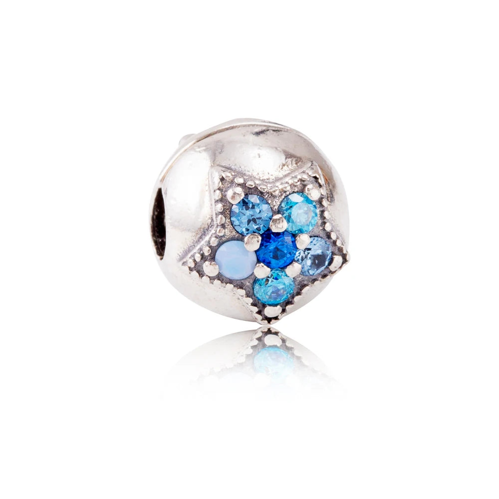 925 Sterling Silver Zirconia Heart Flower Enamel Lock Clip Stopper Beads Fit Pandora Bracelet