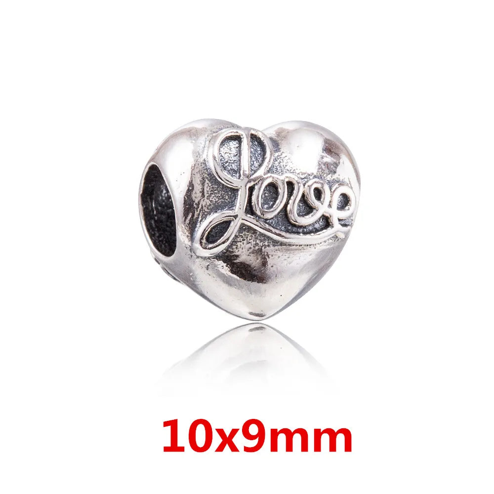925 Sterling Silver Zirconia Heart Flower Enamel Lock Clip Stopper Beads Fit Pandora Bracelet