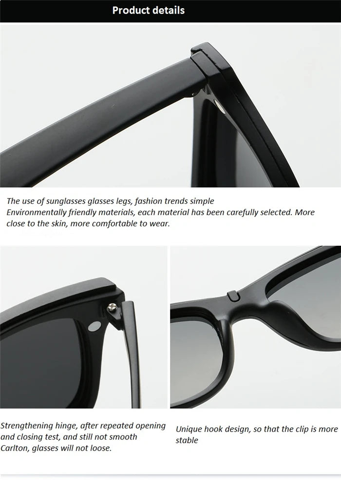 GSBJXZ Fashion Myopia Clip Sunglasses – Men & Women Polarized Clip-On Prescription Glasses | 5 Clip Set 0 to -4.0