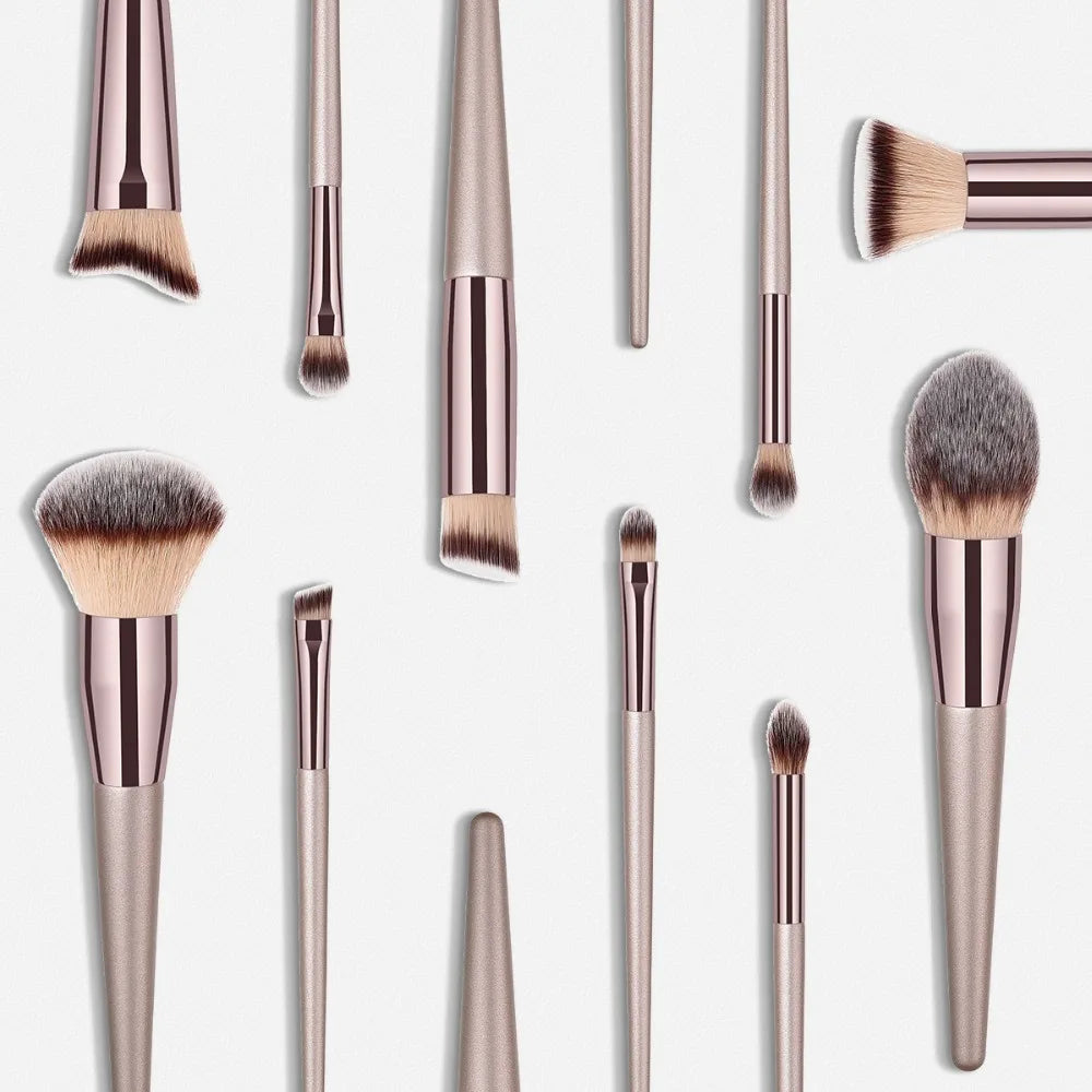 Luxury Champagne Makeup Brushes Set For Foundation PowdLuxury Champagne Makeup Brush Set – Foundation, Powder, Blush, Eyeshadow & Concealer Cosmetic Beauty Toolser Blush Eyeshadow Concealer Make Up Brush Cosmetics Beauty Tools