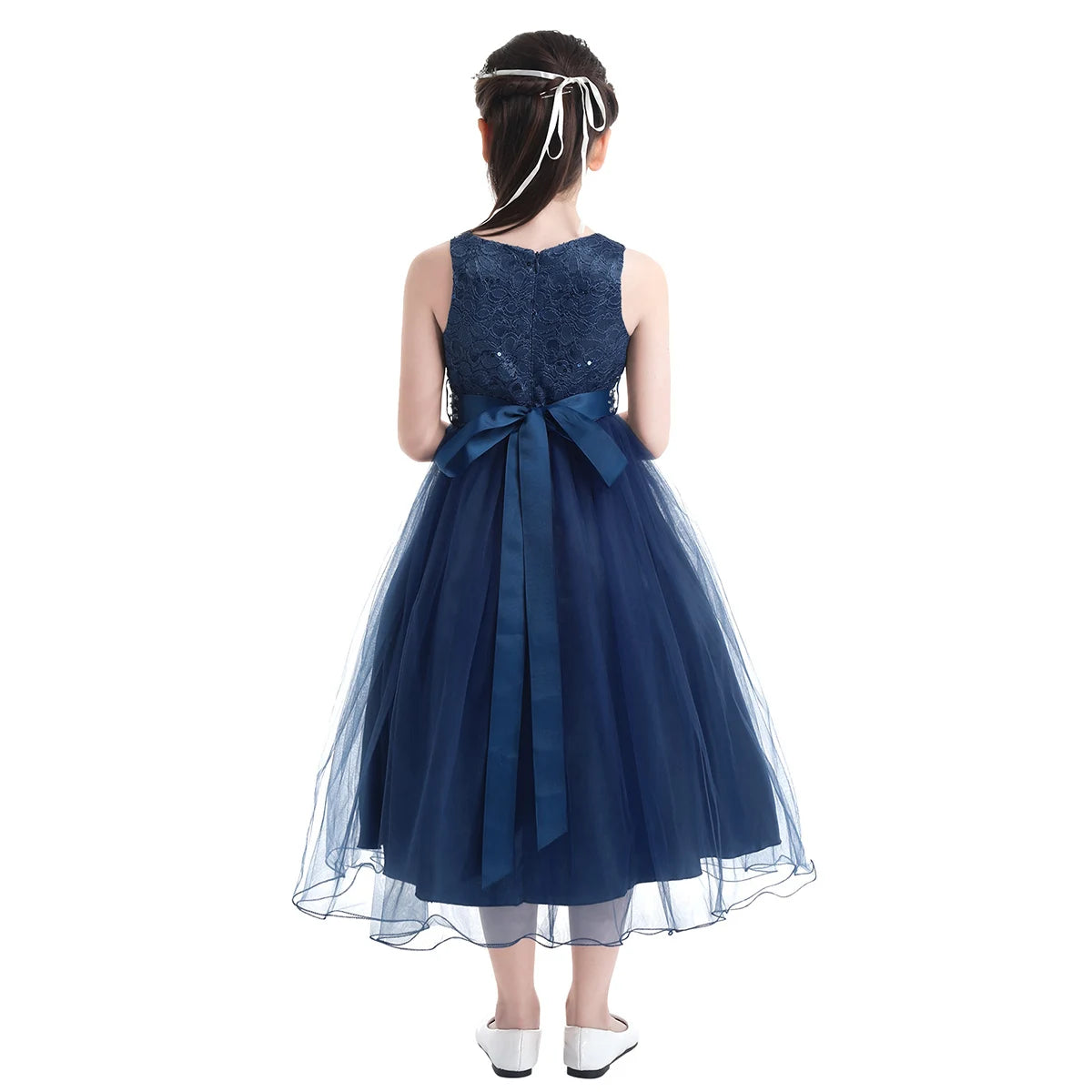 iEFiEL Elegant Sequined Toddler Flower Girl Dress – Lace Tulle Pageant, Wedding, Bridal, Bridesmaid Princess Dress