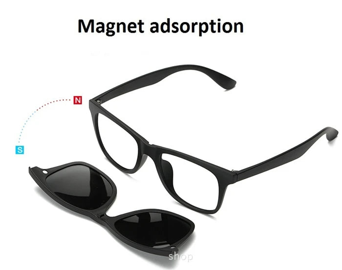 GSBJXZ Fashion Myopia Clip Sunglasses – Men & Women Polarized Clip-On Prescription Glasses | 5 Clip Set 0 to -4.0