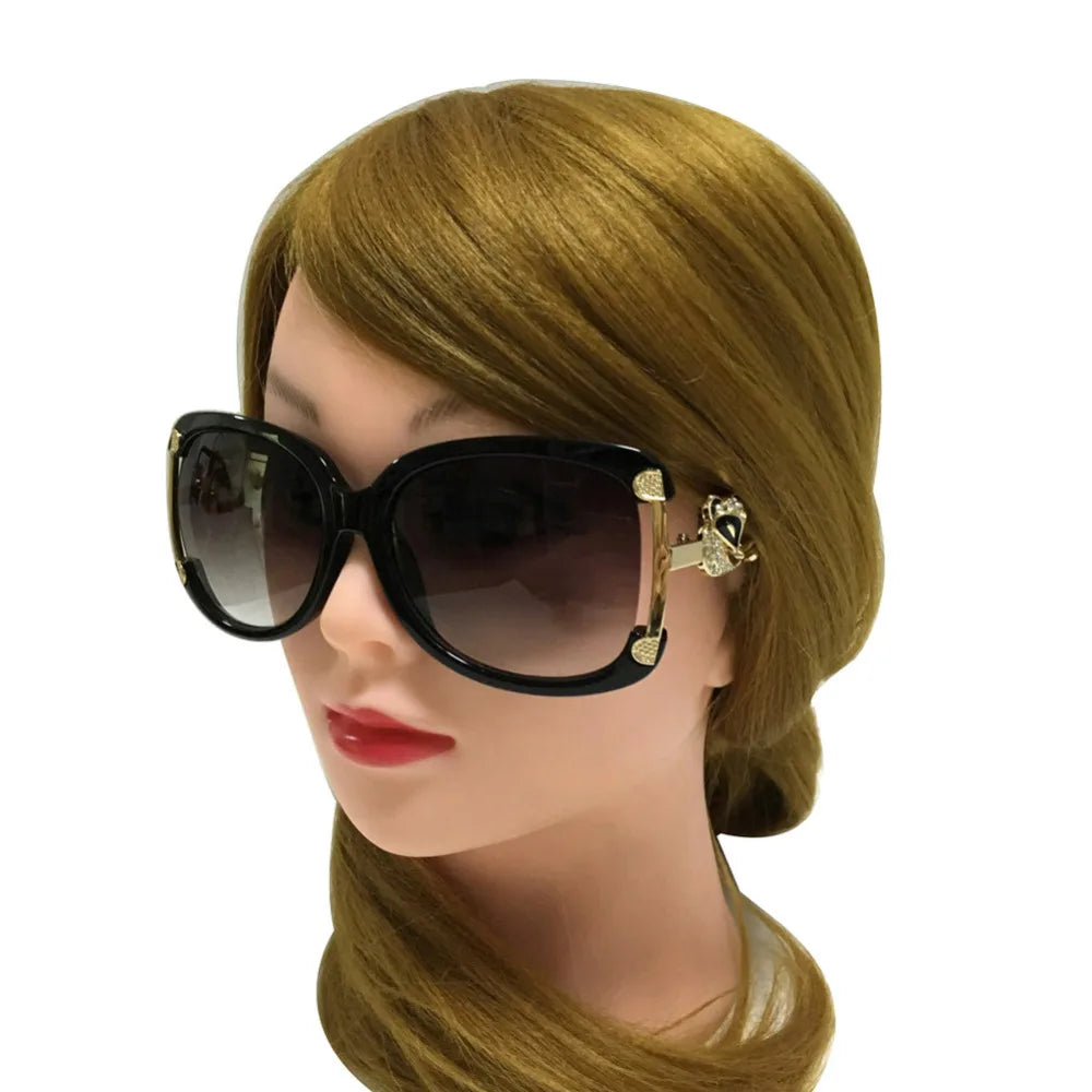 Sunglasses Women Luxury Brand – Designer Ladies Oval Alloy Frame Gold Fox Decoration Vintage Sun Glasses | 4 Colors