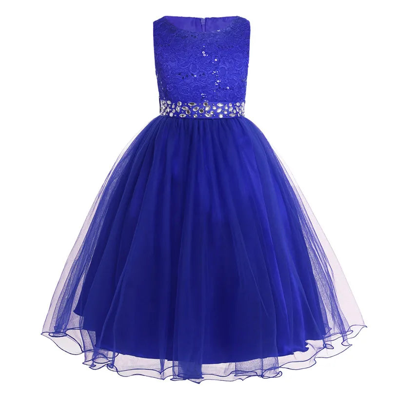 iEFiEL Elegant Sequined Toddler Flower Girl Dress – Lace Tulle Pageant, Wedding, Bridal, Bridesmaid Princess Dress