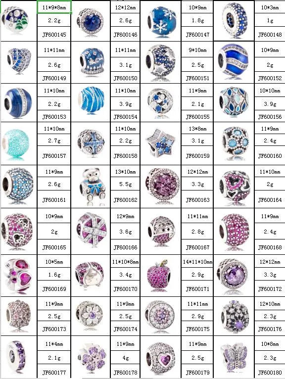 925 Sterling Silver Zirconia Heart Flower Enamel Lock Clip Stopper Beads Fit Pandora Bracelet