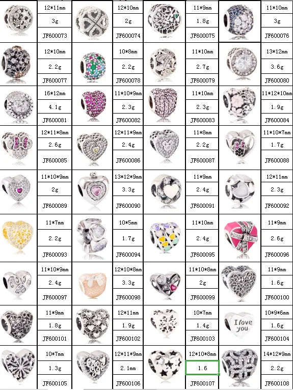 925 Sterling Silver Zirconia Heart Flower Enamel Lock Clip Stopper Beads Fit Pandora Bracelet