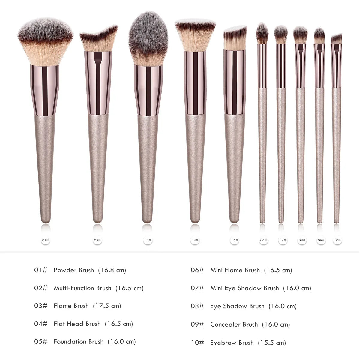 Luxury Champagne Makeup Brushes Set For Foundation PowdLuxury Champagne Makeup Brush Set – Foundation, Powder, Blush, Eyeshadow & Concealer Cosmetic Beauty Toolser Blush Eyeshadow Concealer Make Up Brush Cosmetics Beauty Tools
