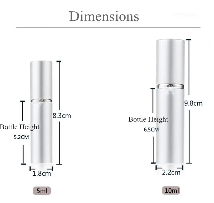 5ML/10ML Top Refillable Perfume Atomizer – Empty Glass Spray Bottles with Aluminum Sprayer