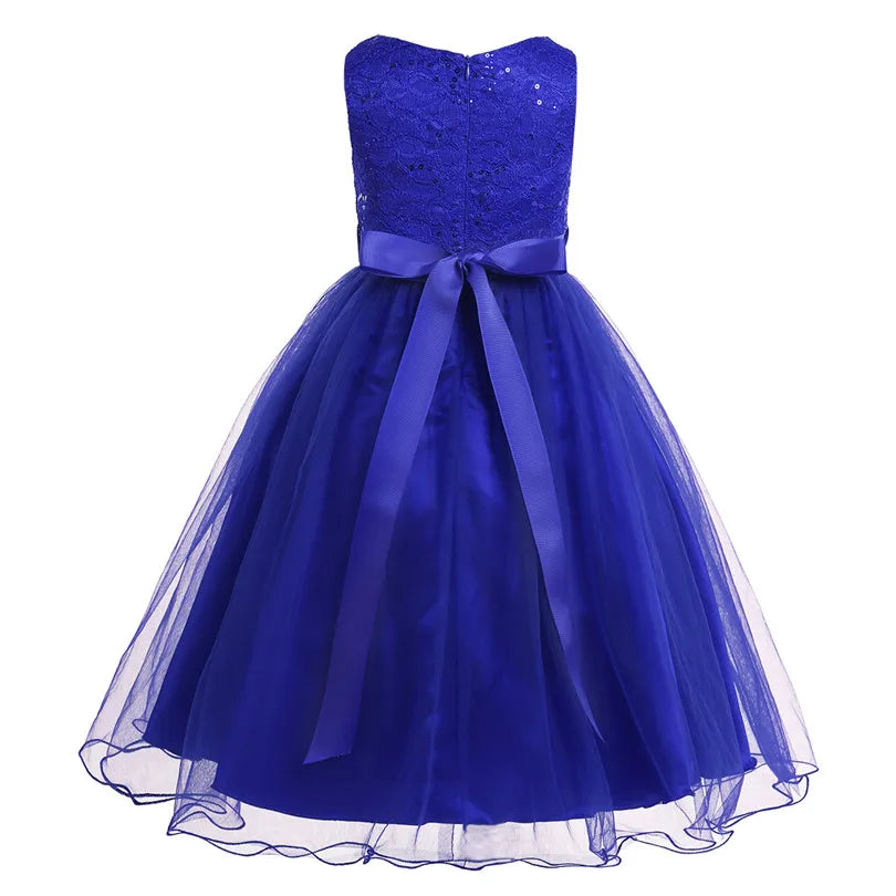 iEFiEL Elegant Sequined Toddler Flower Girl Dress – Lace Tulle Pageant, Wedding, Bridal, Bridesmaid Princess Dress