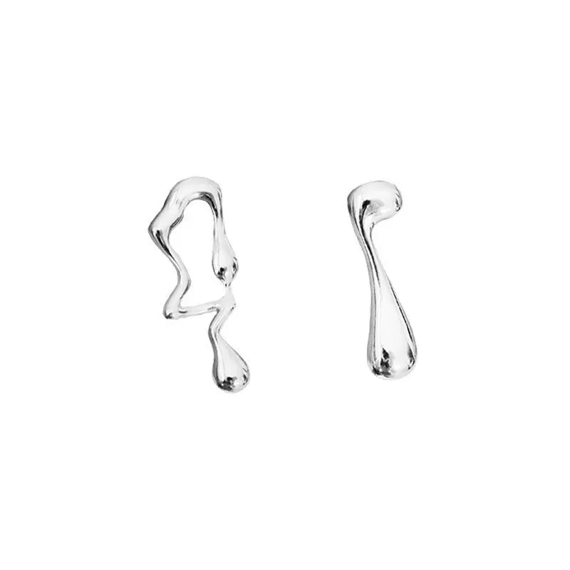 VENTFILLE 925 Sterling Silver Asymmetric Lava Earrings – Women’s Hip Hop Luxury Jewelry