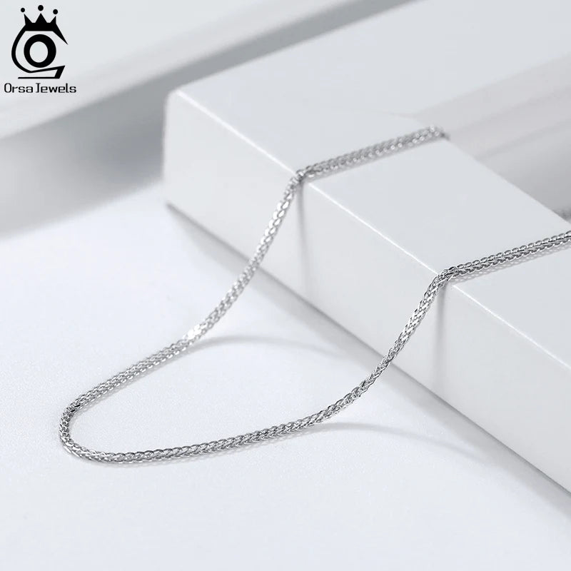 ORSA JEWELS Italian Handmade 1.2mm Chopin Chain Necklace – Solid 925 Sterling Silver Unisex Pendant Neck Chain Jewelry SC53
