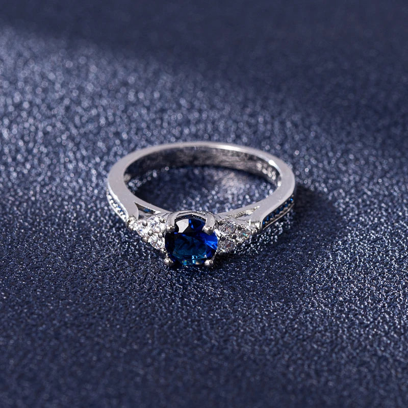 Trendy 925 Sterling Silver Rings with Sapphire Zircon | Women’s Wedding & Engagement Jewelry