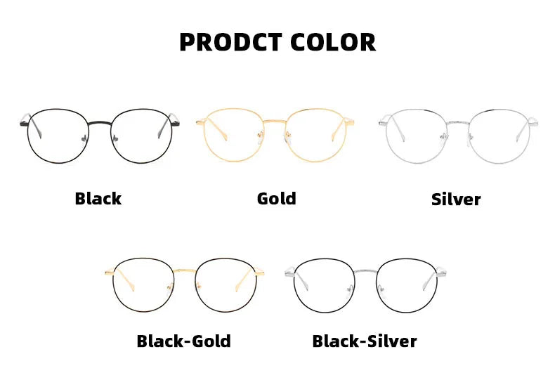 Unisex Metal Round Frame Blue Light Blocking Glasses – Stylish Anti-Blue Light Eyewear for Men & Women