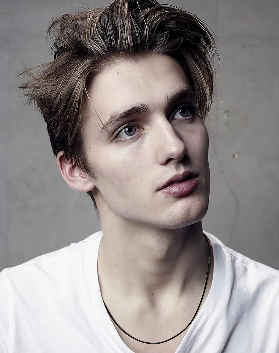 Rinntin Italian 2mm Brown Leather Cord Necklace with 925 Sterling Silver Clasp – Unisex Trendy Jewelry SC62