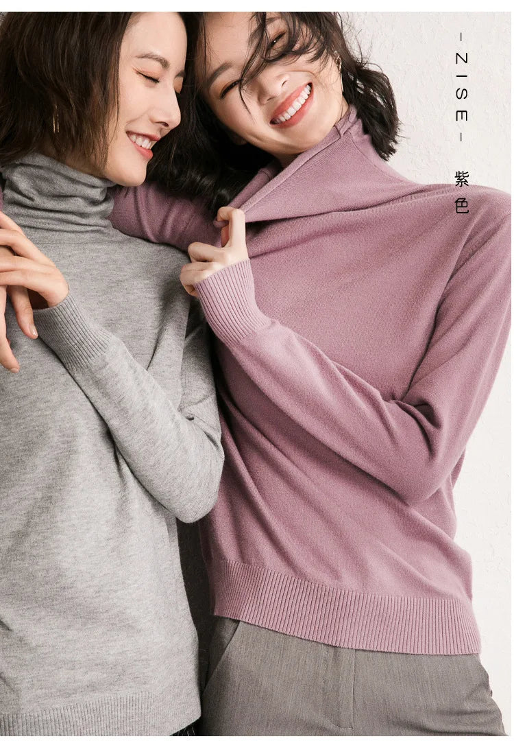 2025 Women’s Autumn Winter Turtleneck Sweater – Slim Fit Korean Knit Tops | Stretch Basic Pullovers