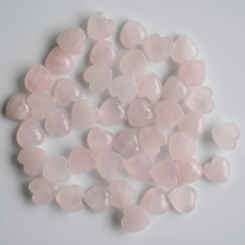 Assorted Natural Stone Heart Cabochons 10mm – 50pcs Wholesale Lot for Jewelry Making High Quality Gemstone Beads