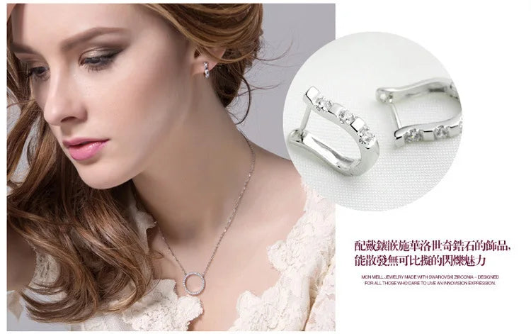 LByzHan Authentic 925 Sterling Silver Harp & Horseshoe Zircon Stud Earrings for Women – Elegant Wedding Gift