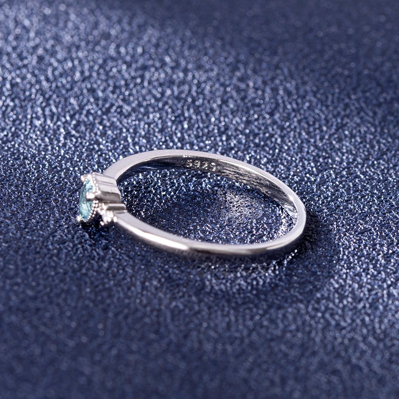 Fashion Women’s 925 Silver Heart-Shaped Ring | Blue Zircon Gemstone for Wedding & Party