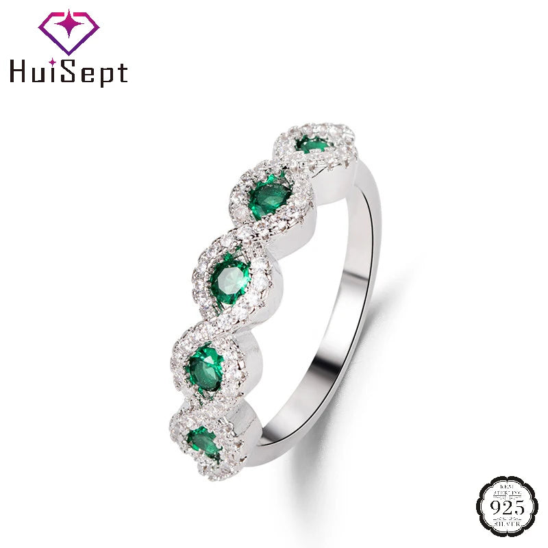 HuiSept 925 Sterling Silver Zircon Gemstone Ring for Women – Wedding, Promise & Party Jewelry Gift