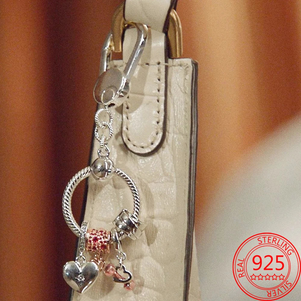Luxury 925 Sterling Silver Sweet Home Bag Charm – Fits Pandora Key Ring, Necklace & Keychain DIY Jewelry Gift