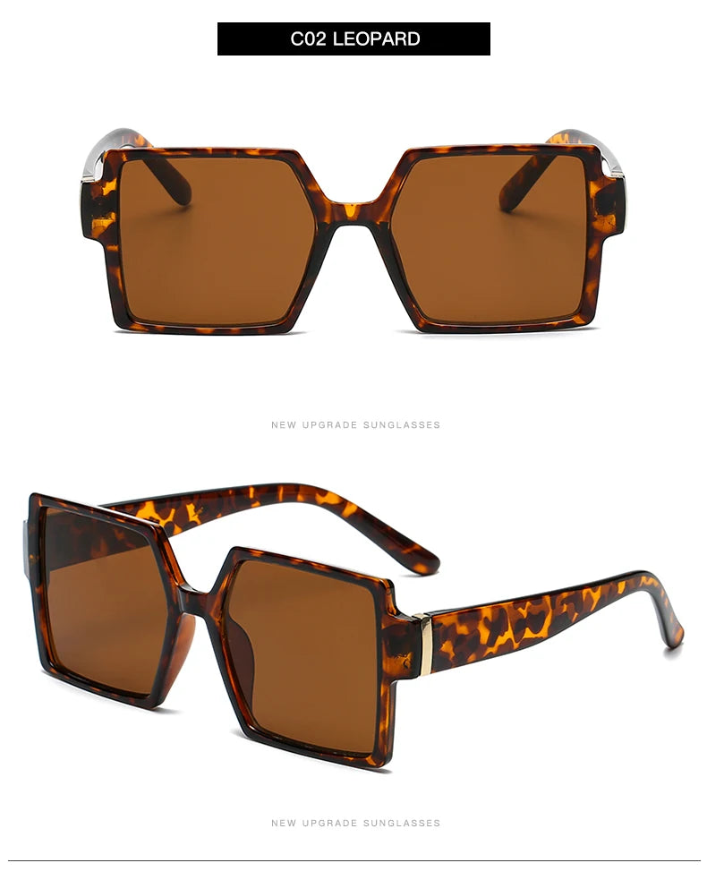 1/2pcs Vintage Large Frame Square Sunglasses for Women – Retro Brand Big Frame Sun Glasses | Black Fashion Gradient Eyeglasses