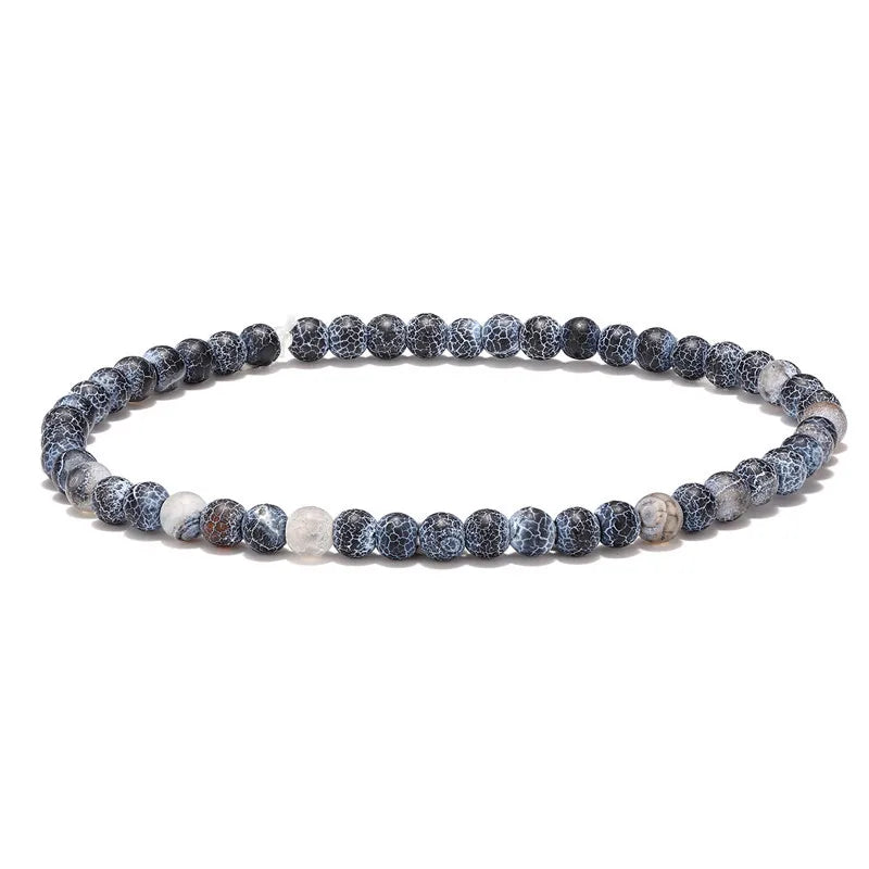 Tibetan Buddha Rope Chain Bracelet Set | Blue Natural Stone Beads, Silver Plated Adjustable Jewelry for Men