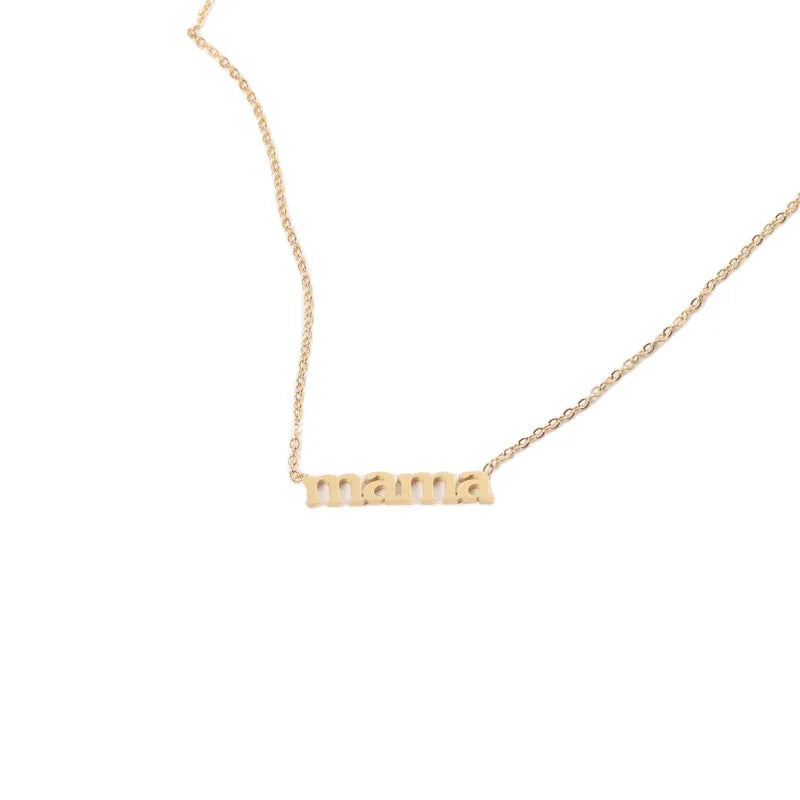 Best Gift for Mom – Tarnish Free 316L Stainless Steel Real Gold Plated Letter Pendant Necklace | Minimalist Gold Mama Necklace