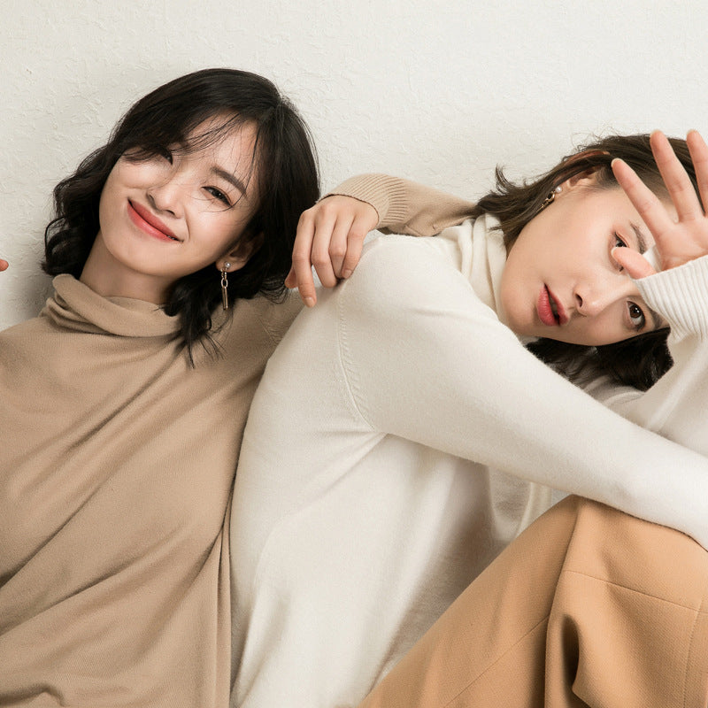 2025 Women’s Autumn Winter Turtleneck Sweater – Slim Fit Korean Knit Tops | Stretch Basic Pullovers